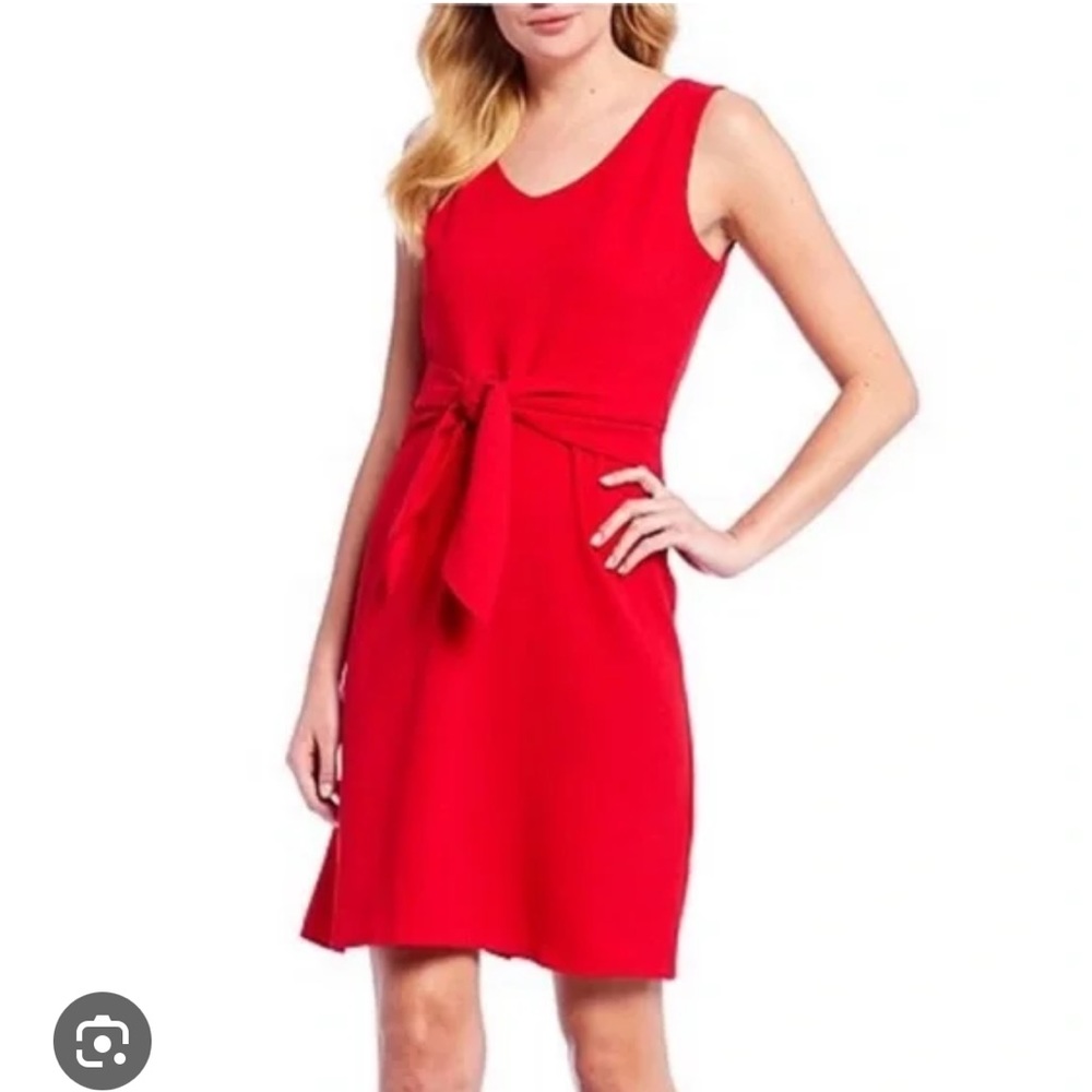 Leslie Fay Ladies Size 8 NWT Red Tie Waist Dress